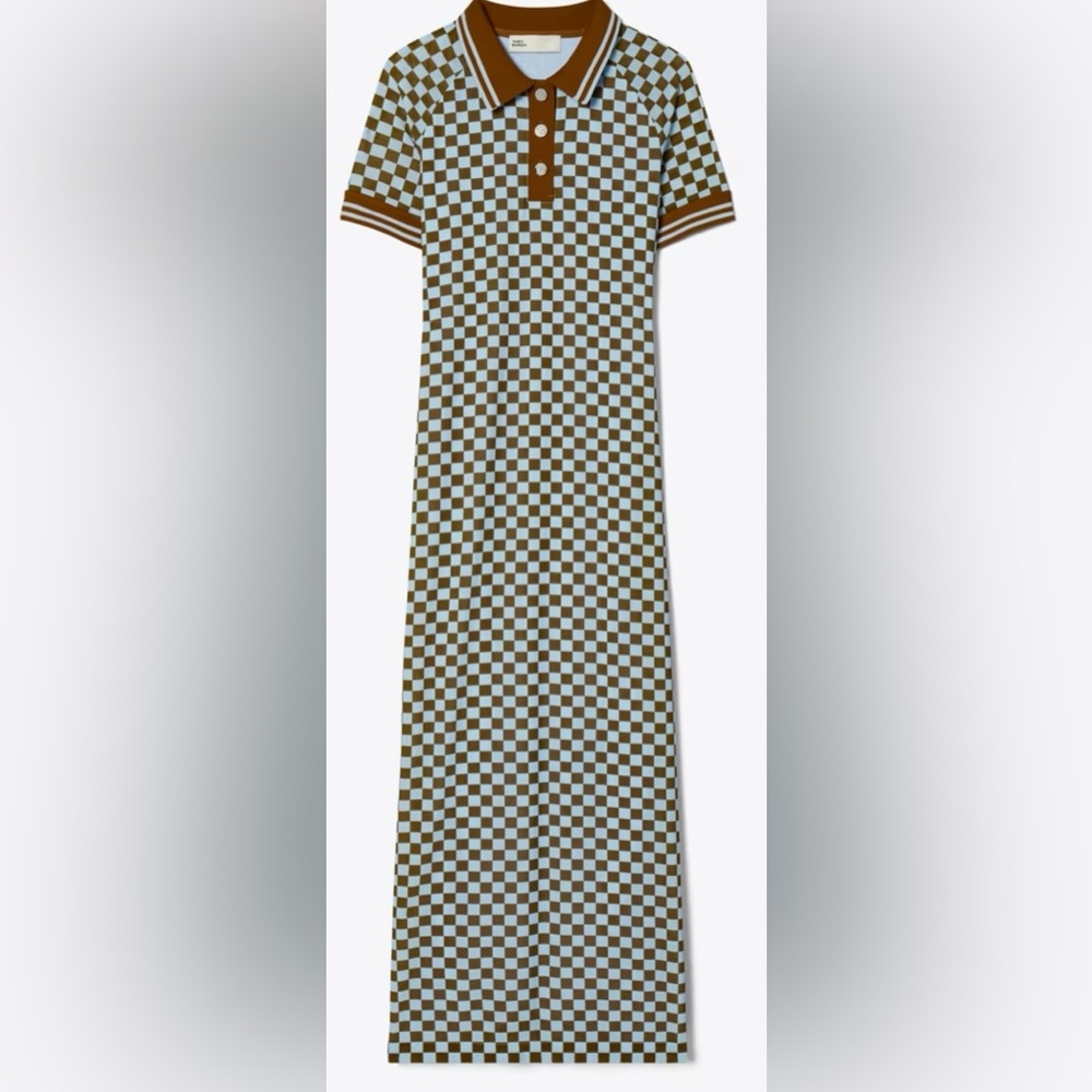 Tory Burch Checkered Mesh Polo Dress - S